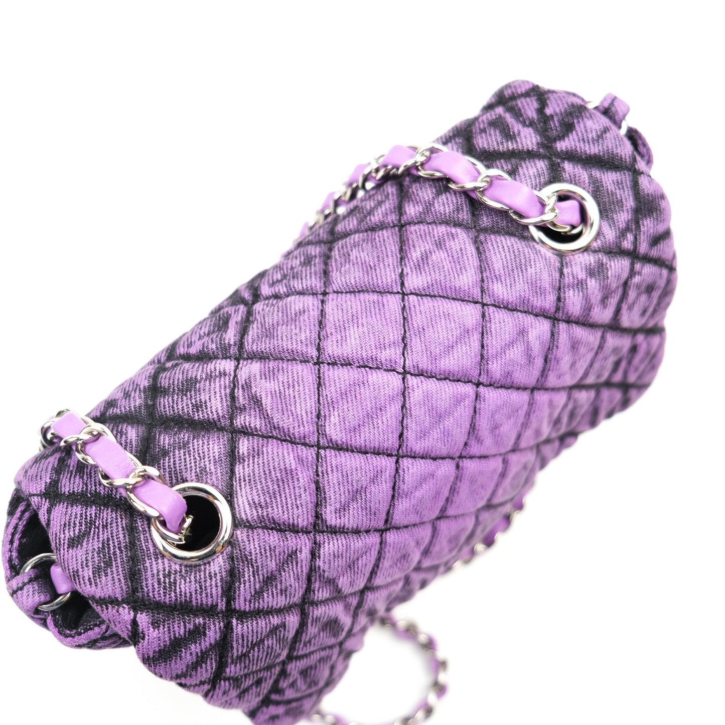 Chanel Denim Quilted Small Flap Purple Black