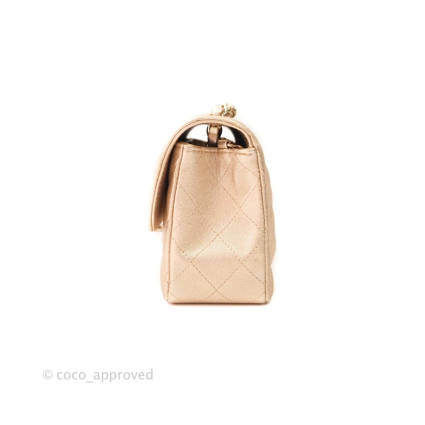 Chanel Quilted Mini Rectangular Iridescent Gold Lambskin Gold Hardware