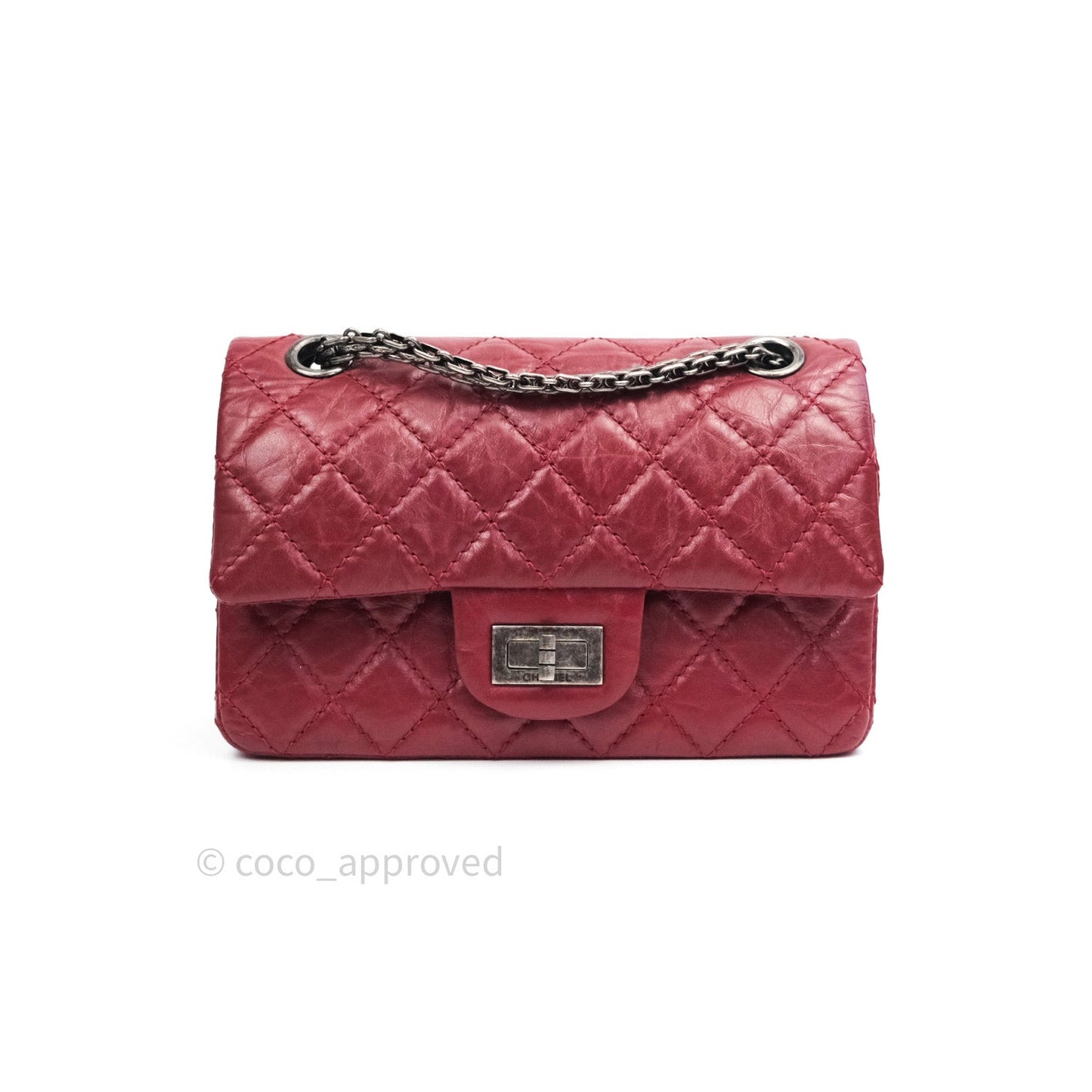 Chanel Mini Reissue 224 Dark Red Aged Calfskin Ruthenium Hardware