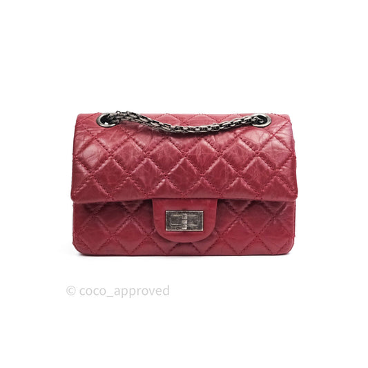 Chanel Mini Reissue 224 Dark Red Aged Calfskin Ruthenium Hardware