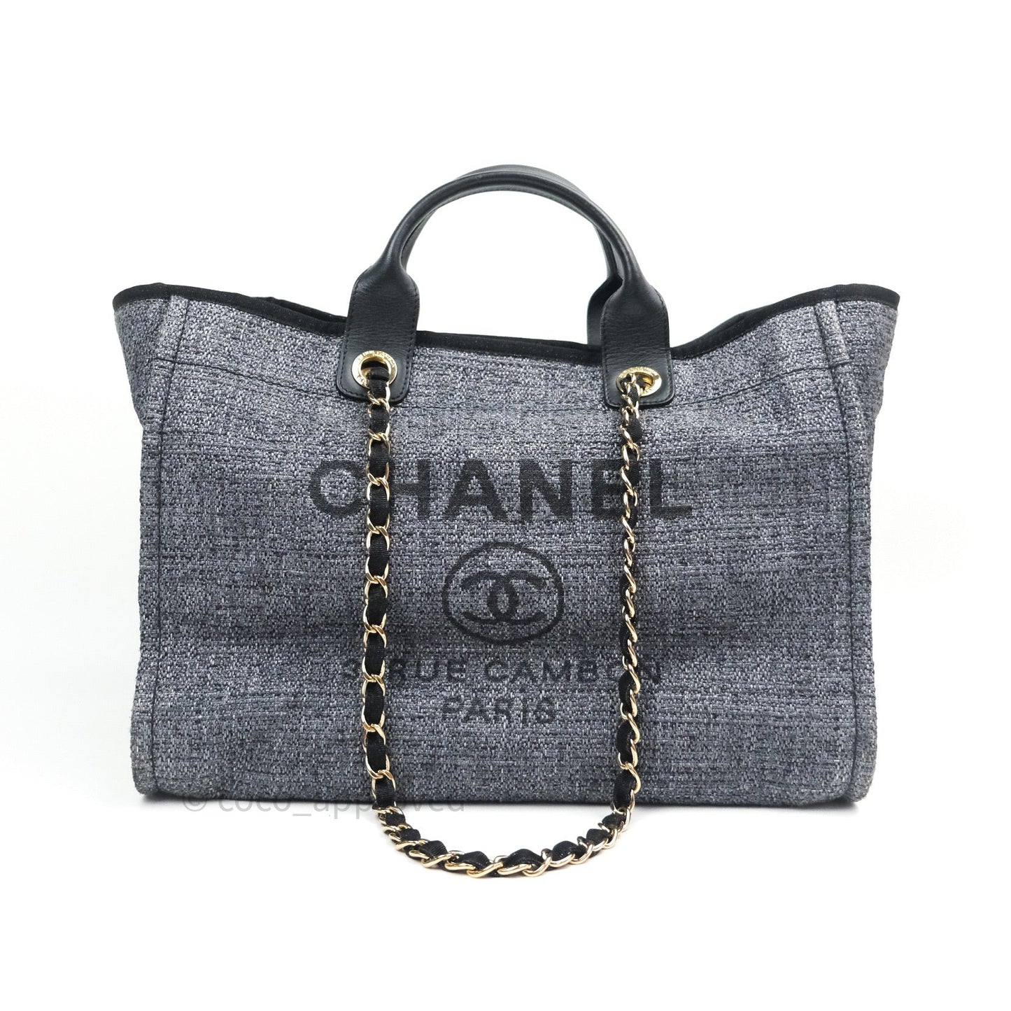 Chanel Large Deauville Charcoal Grey Canvas