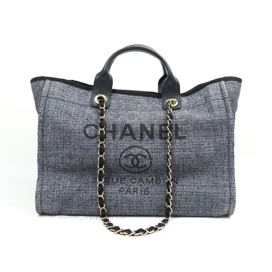 Chanel Large Deauville Charcoal Grey Canvas