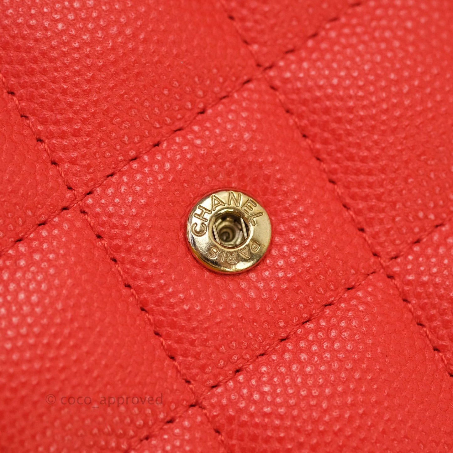 Chanel Quilted Wallet on Chain WOC Red Caviar Gold Hardware
