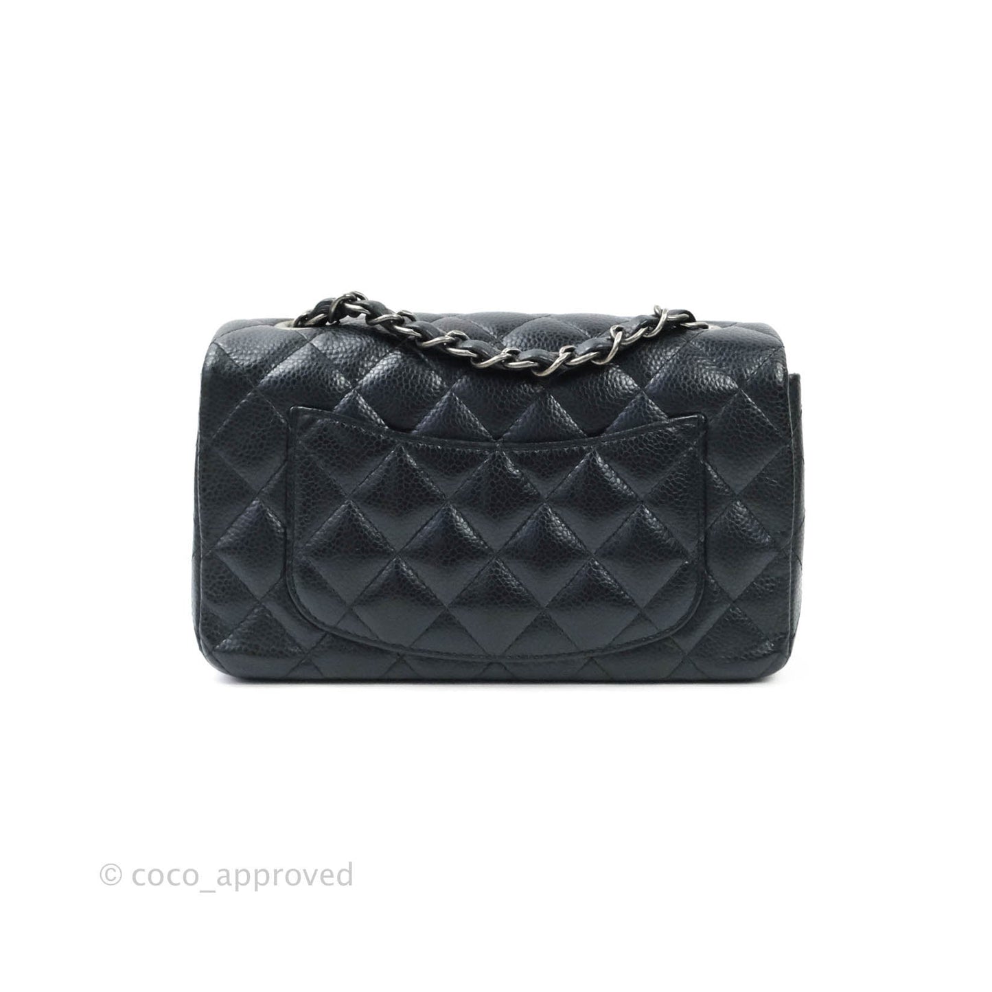 Chanel Quilted Mini Rectangular Very Dark Navy (Look Black) Caviar Ruthenium Hardware