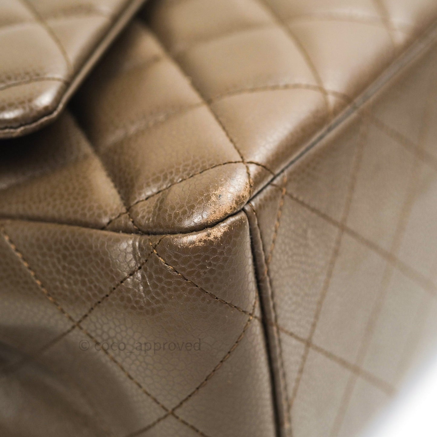 Chanel Double Flap Maxi Khaki Caviar Silver Hardware