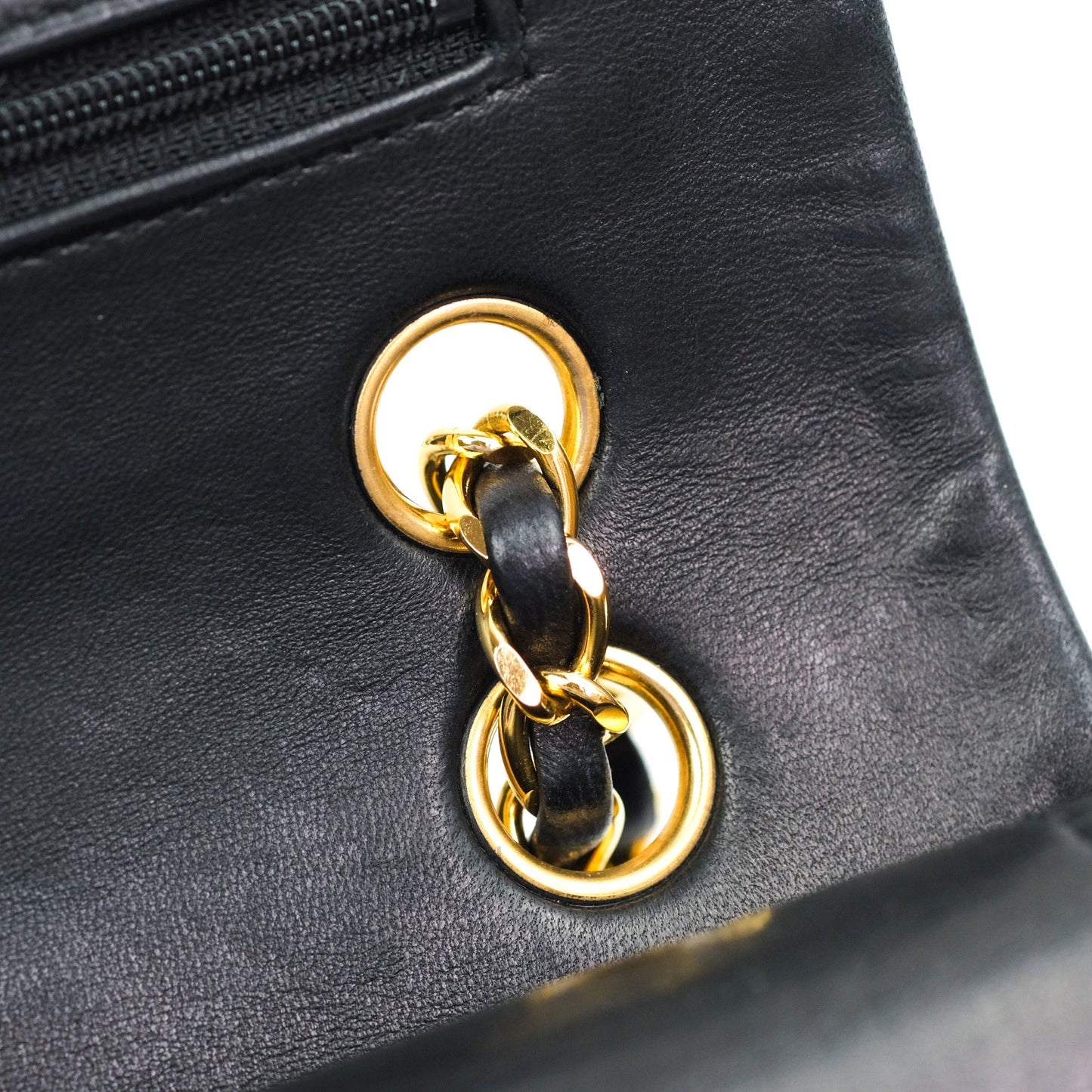 Chanel Classic Vintage M/L Medium Double Flap Bag Black Lambskin 24K Gold Hardware