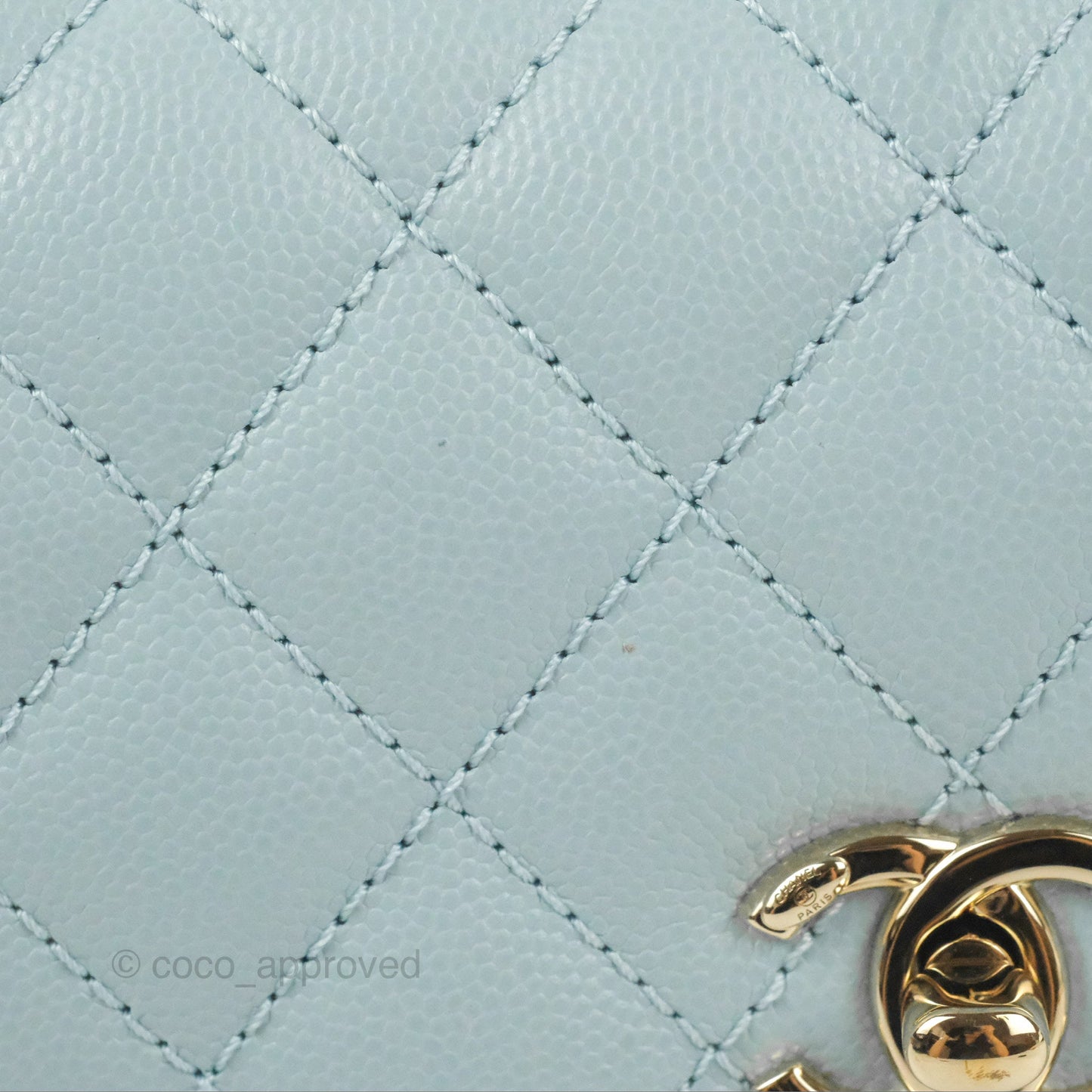 Chanel Small Coco Handle Blue Caviar Gold Hardware