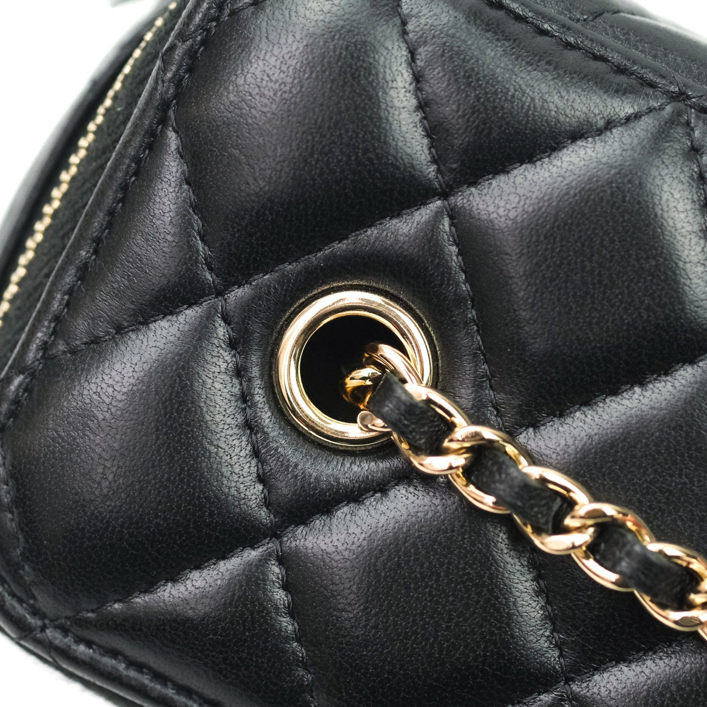 Chanel Vanity with Classic Chain in Black Lambskin Gold Hardware