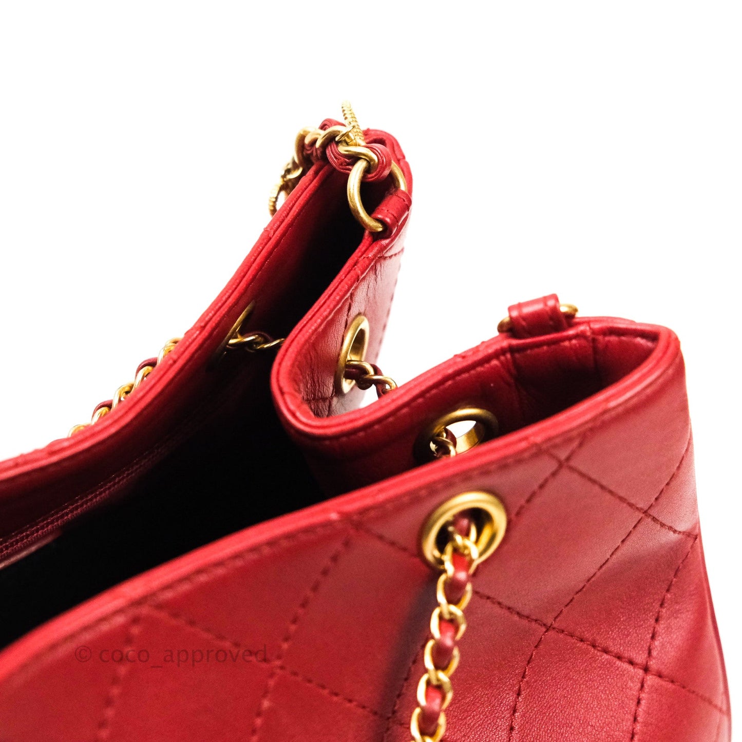Chanel Egyptian Amulet Drawstring Bag Red Calfskin Stitched