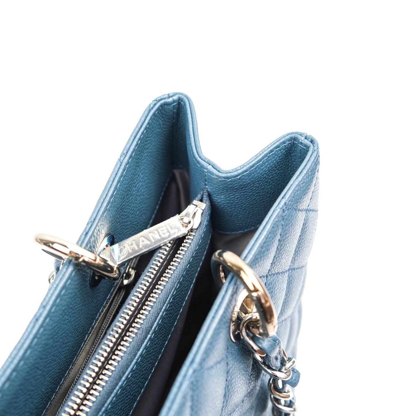 Chanel GST Grand Shopping Tote Blue Caviar Silver Hardware