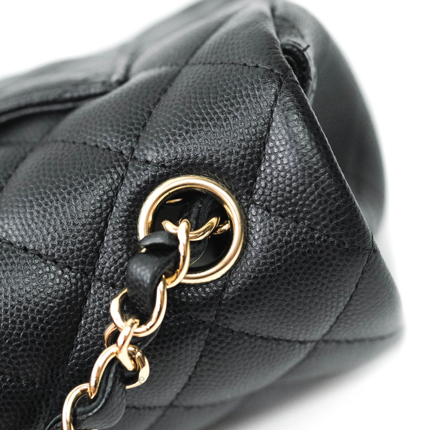 Chanel Quilted Mini Rectangular Black Caviar Gold Hardware