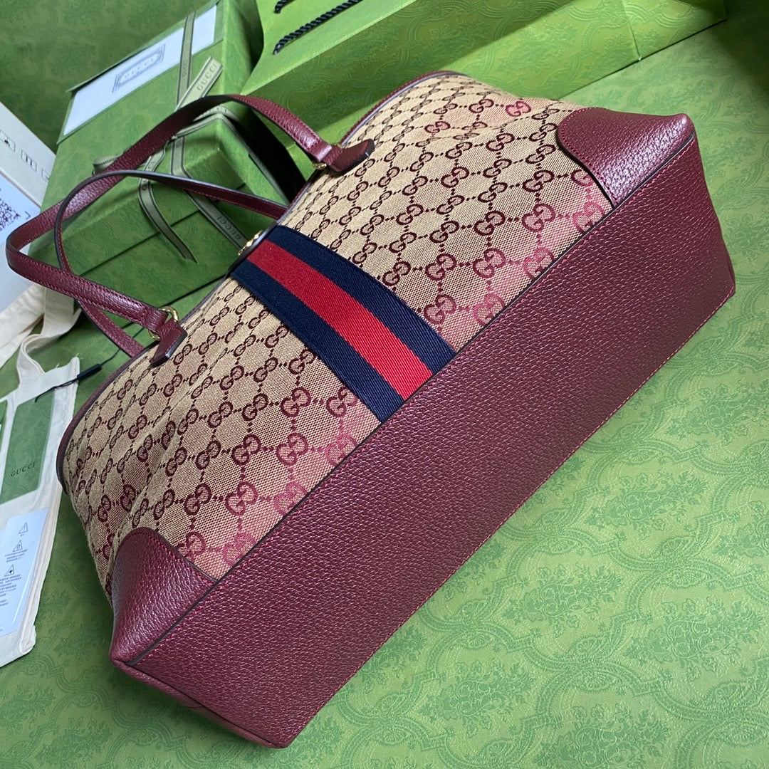 Luxury Gucci Ophidia Medium Tote With Web Bag