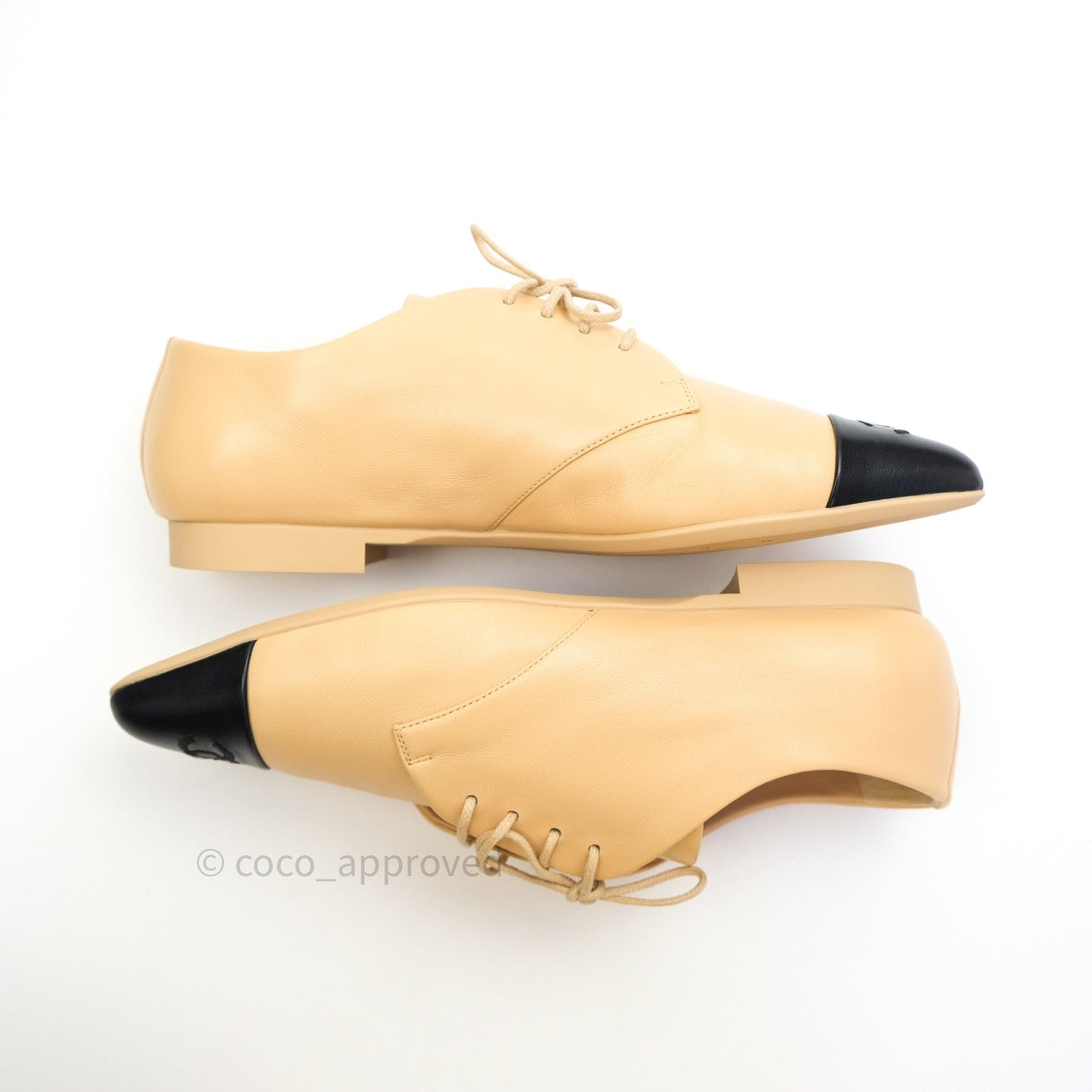 Chanel Beige Black Lambskin Pointy Shoes