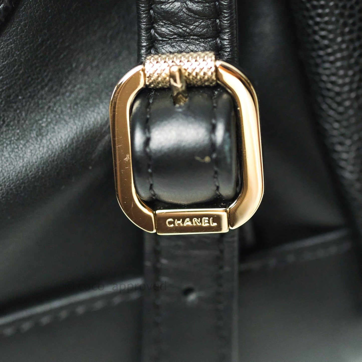 Chanel Quilted Business Affinity Backpack Black Caviar Light Gold Hardware