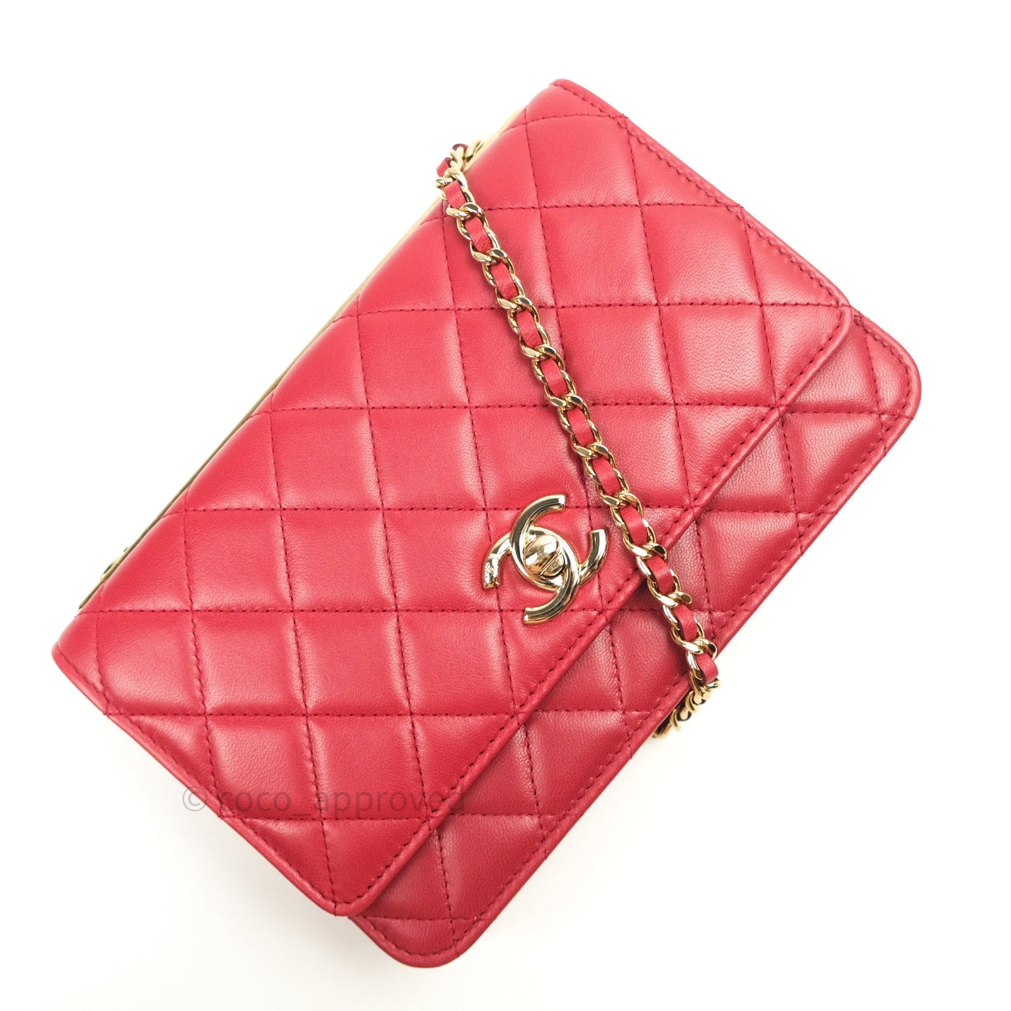 Chanel Trendy CC WOC Wallet on Chain Red Lambskin Gold Hardware
