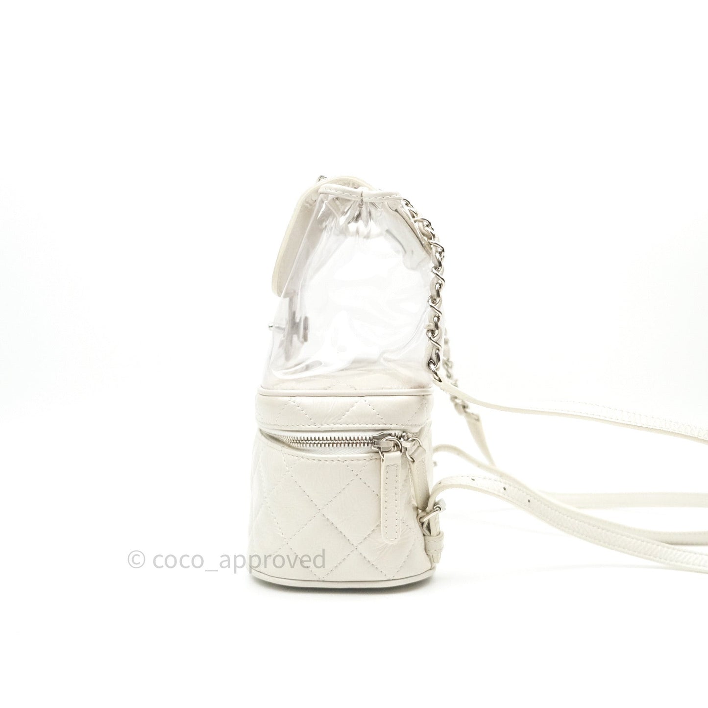 Chanel Crumpled Calfskin PVC Quilted Backpack White