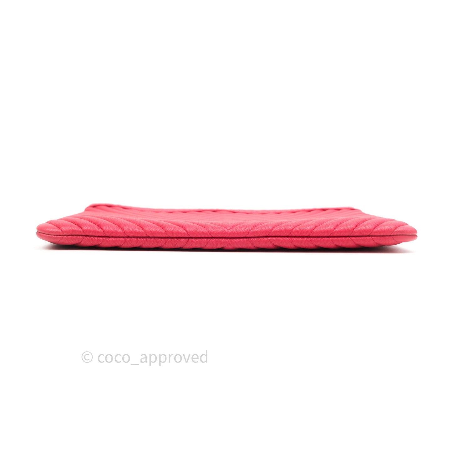 Chanel Chevron Quilted Large Cosmetic Case Red Caviar Gold Hardware