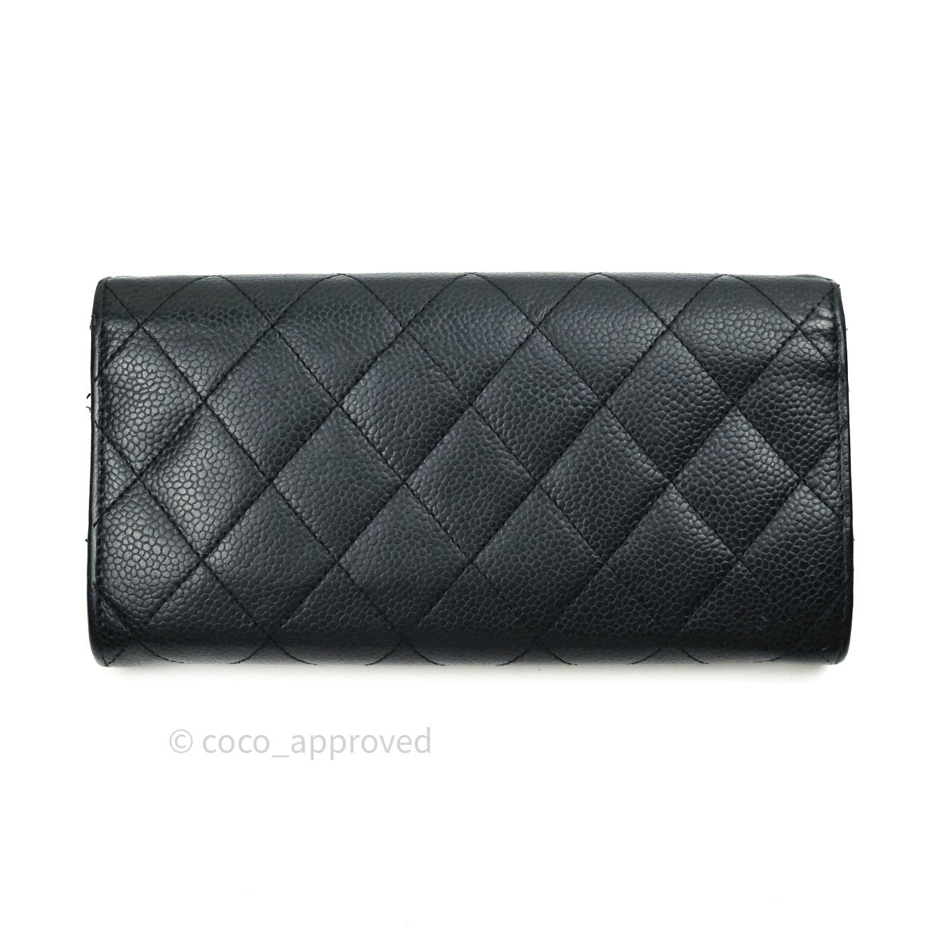 Chanel Long Wallet Black Caviar Gold Hardware
