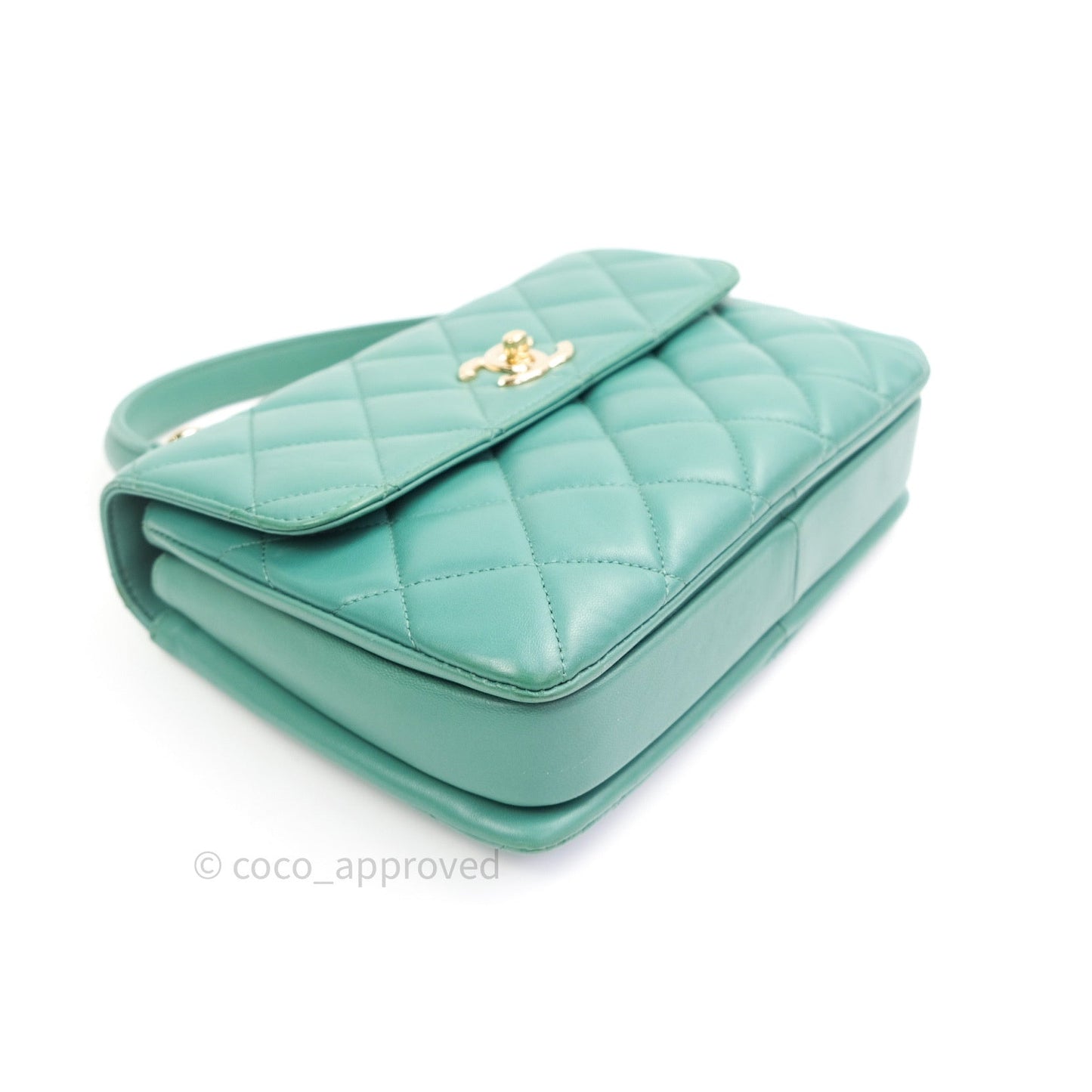 Chanel Lambskin Quilted Small Trendy CC Flap Handle Bag Light Green
