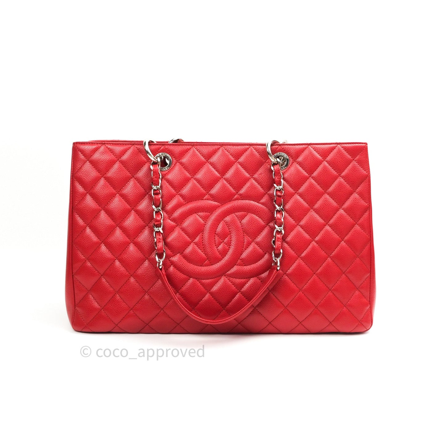 Chanel XL Grand Shopping Tote GST Red Caviar Silver Hardware