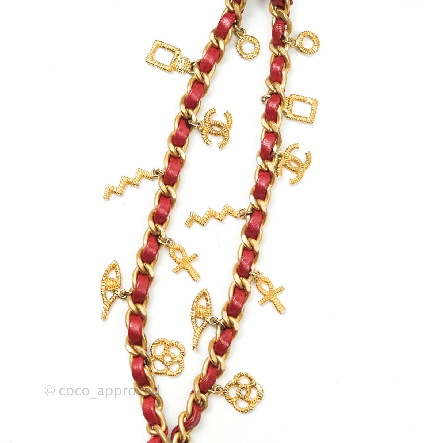 Chanel Egyptian Amulet Drawstring Bag Red Calfskin Stitched