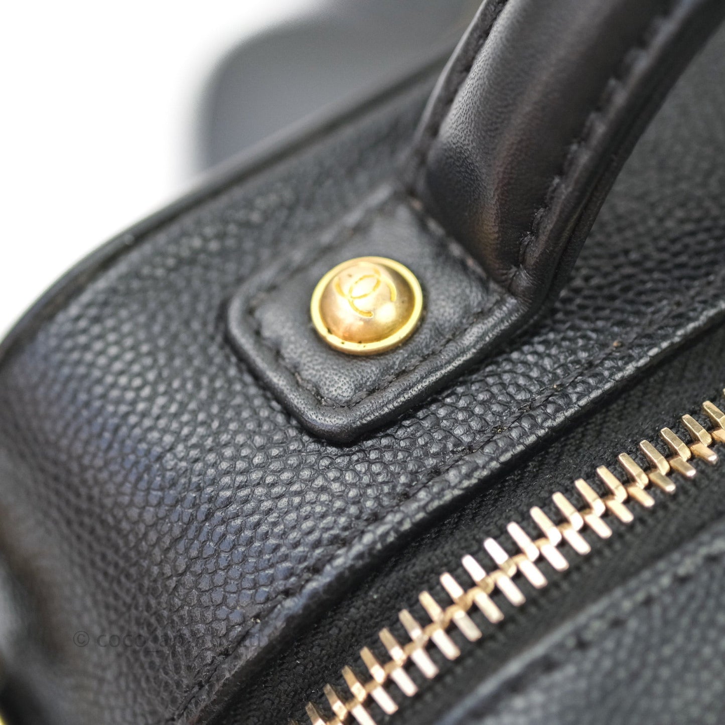 Chanel Quilted Small CC Filigree Vanity Case Black Caviar
