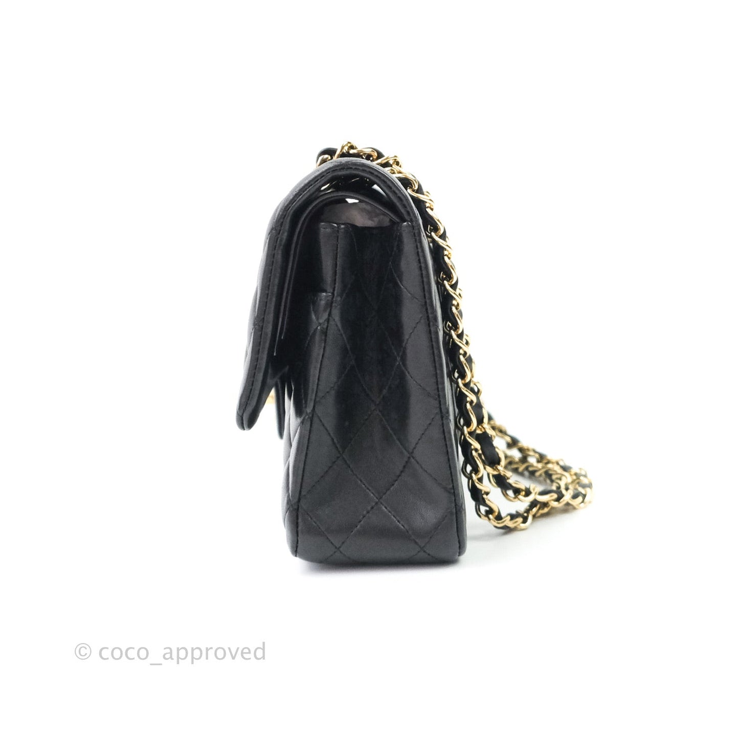 Chanel Classic M/L Medium Double Flap Bag Black Lambskin Gold Hardware