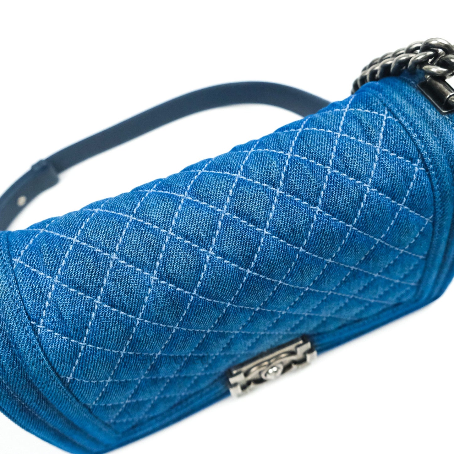 Chanel Boy Quilted Medium Denim Ruthenium Hardware