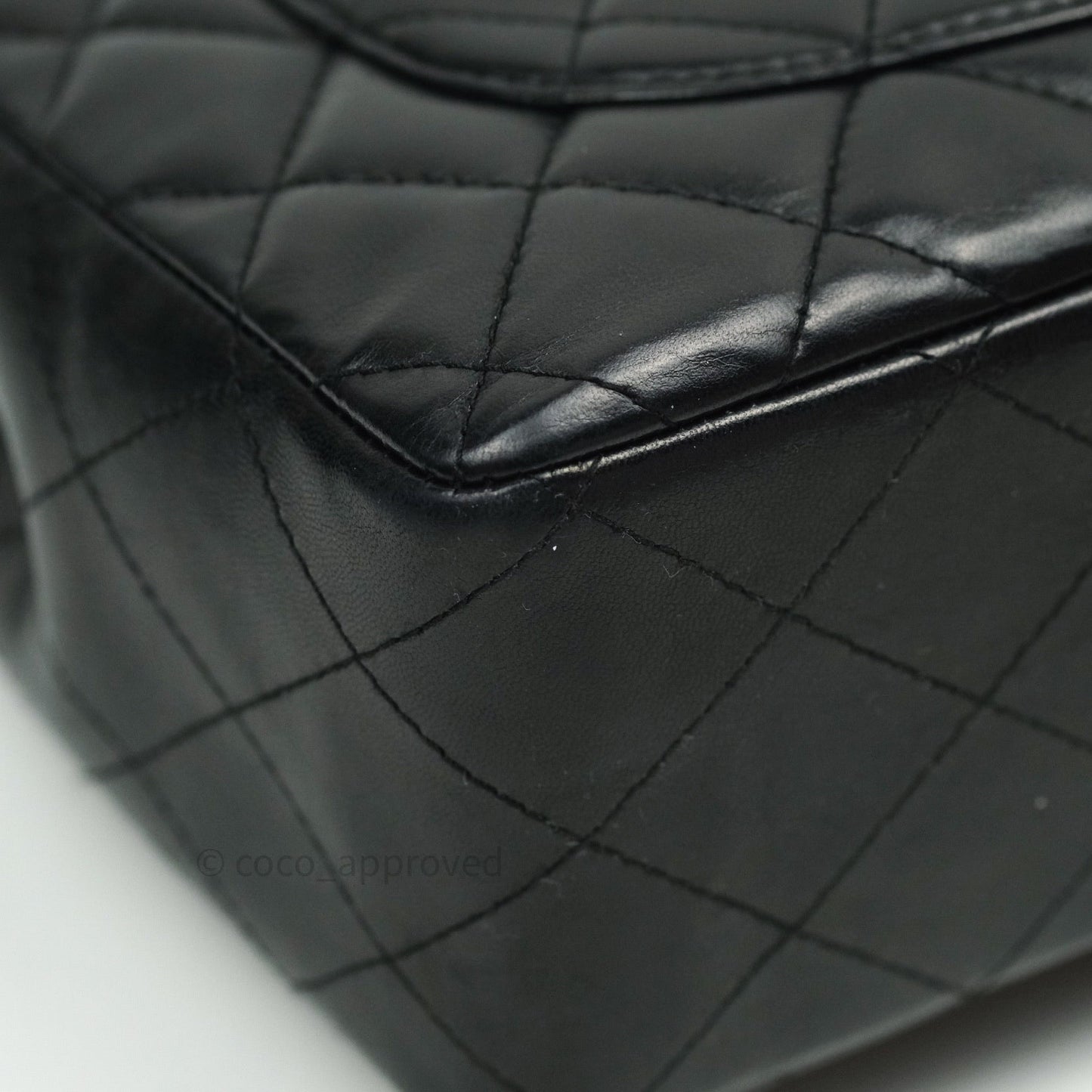 Chanel Classic Quilted Jumbo Single Flap Black Lambskin Silver Hardware⁣⁣