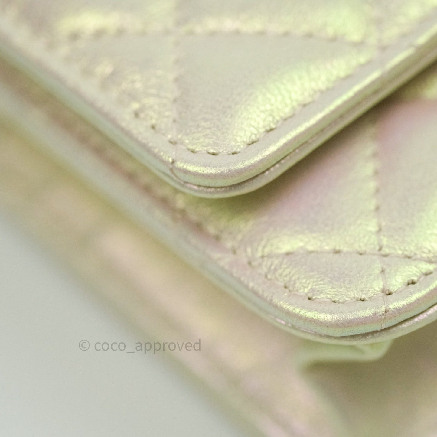 Chanel Quilted Wallet on Chain WOC Iridescent Ivory Gold Hardware 20A