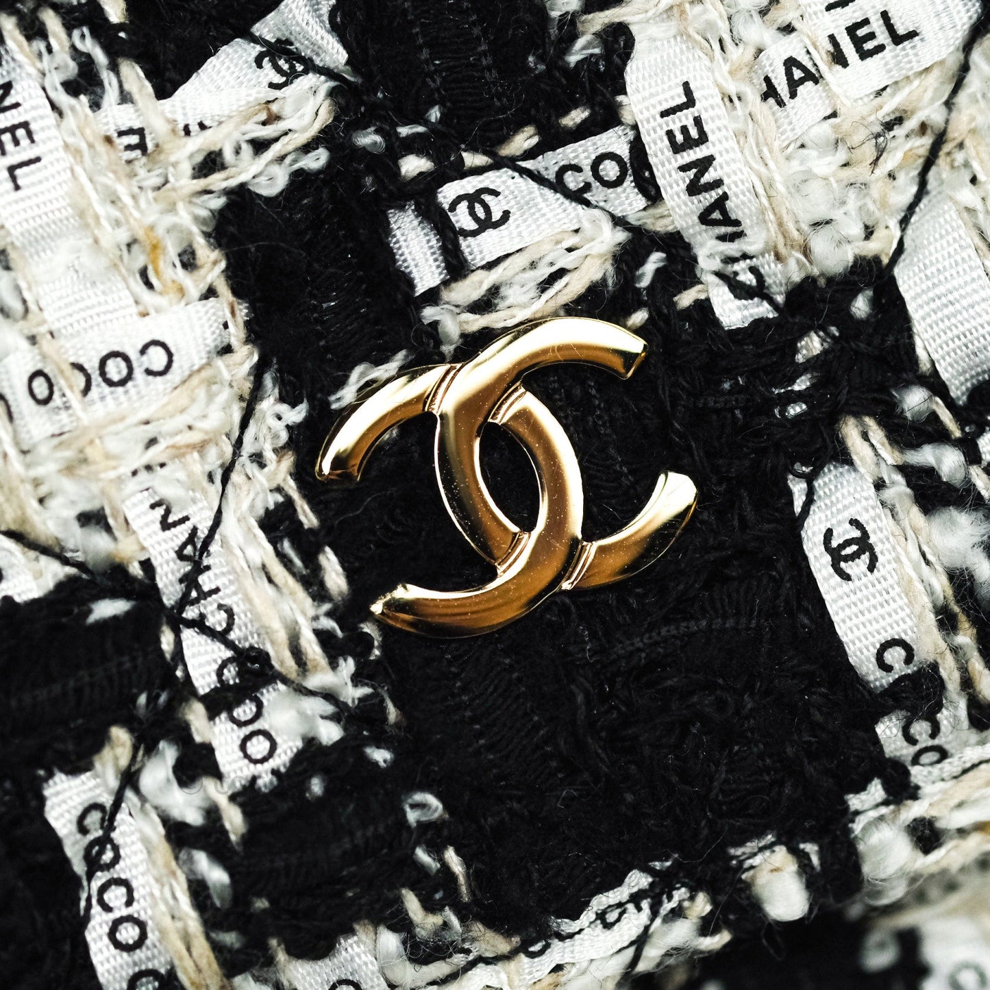 Chanel Quilted Wallet on Chain WOC Tweed Houndstooth Gold Hardware