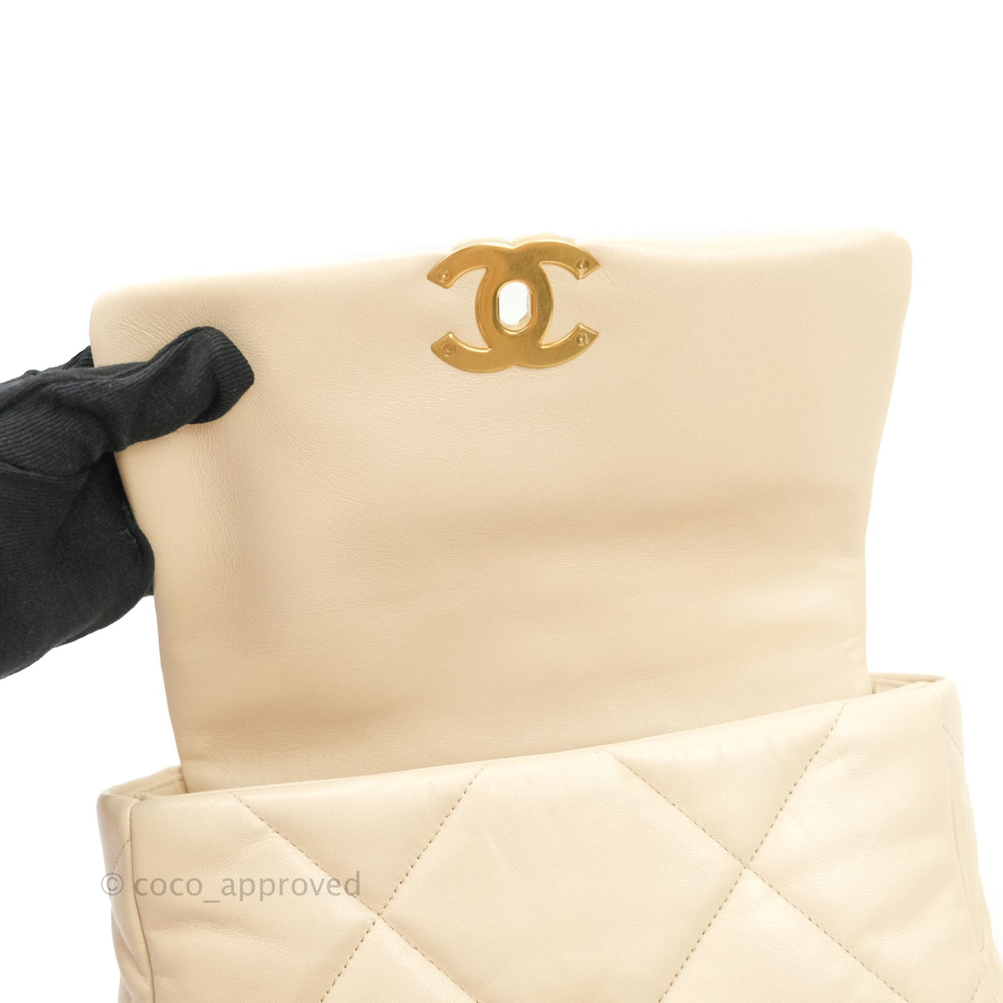 Chanel 19 Small Beige Goatskin Mixed Hardware