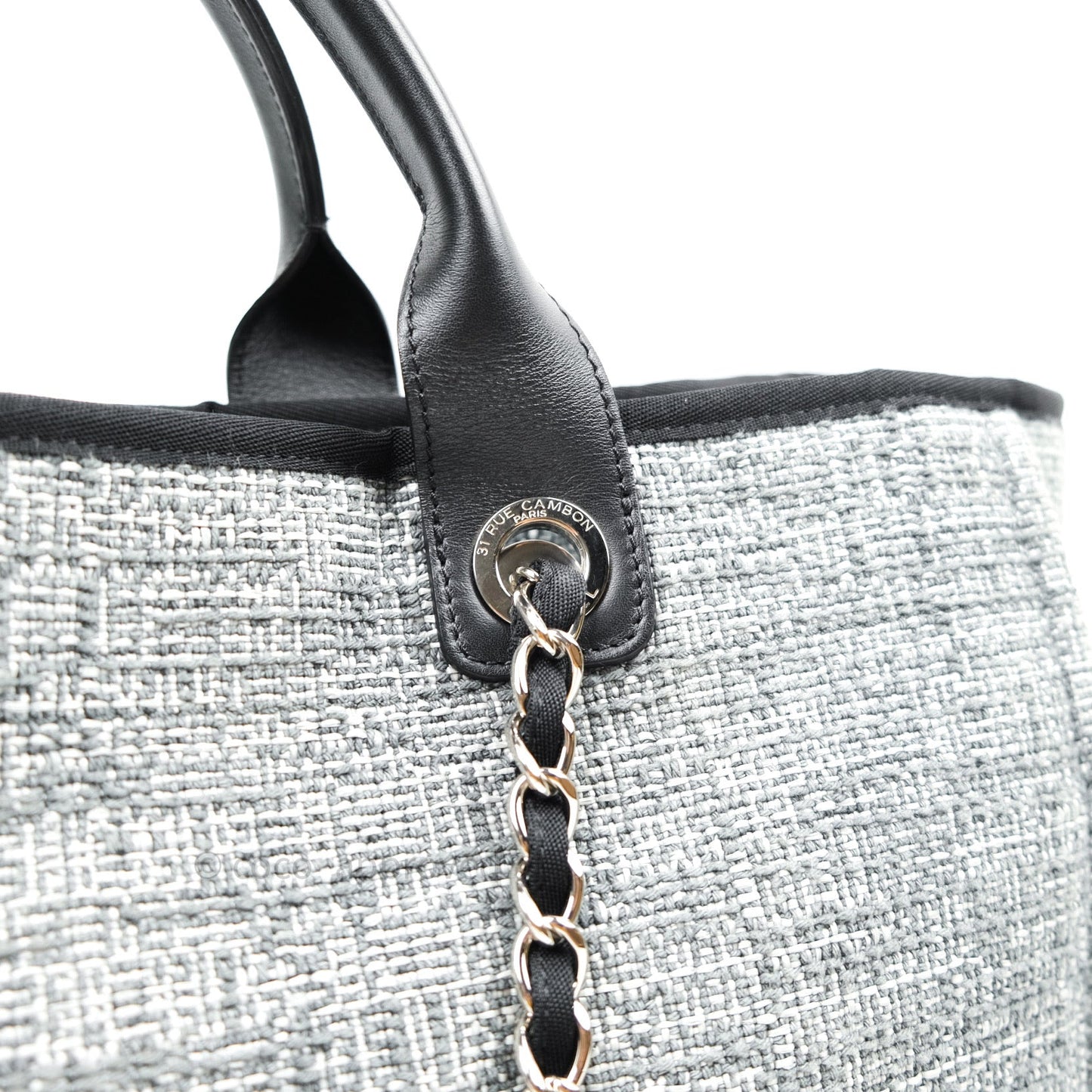 Chanel Large Deauville Charcoal Grey Canvas