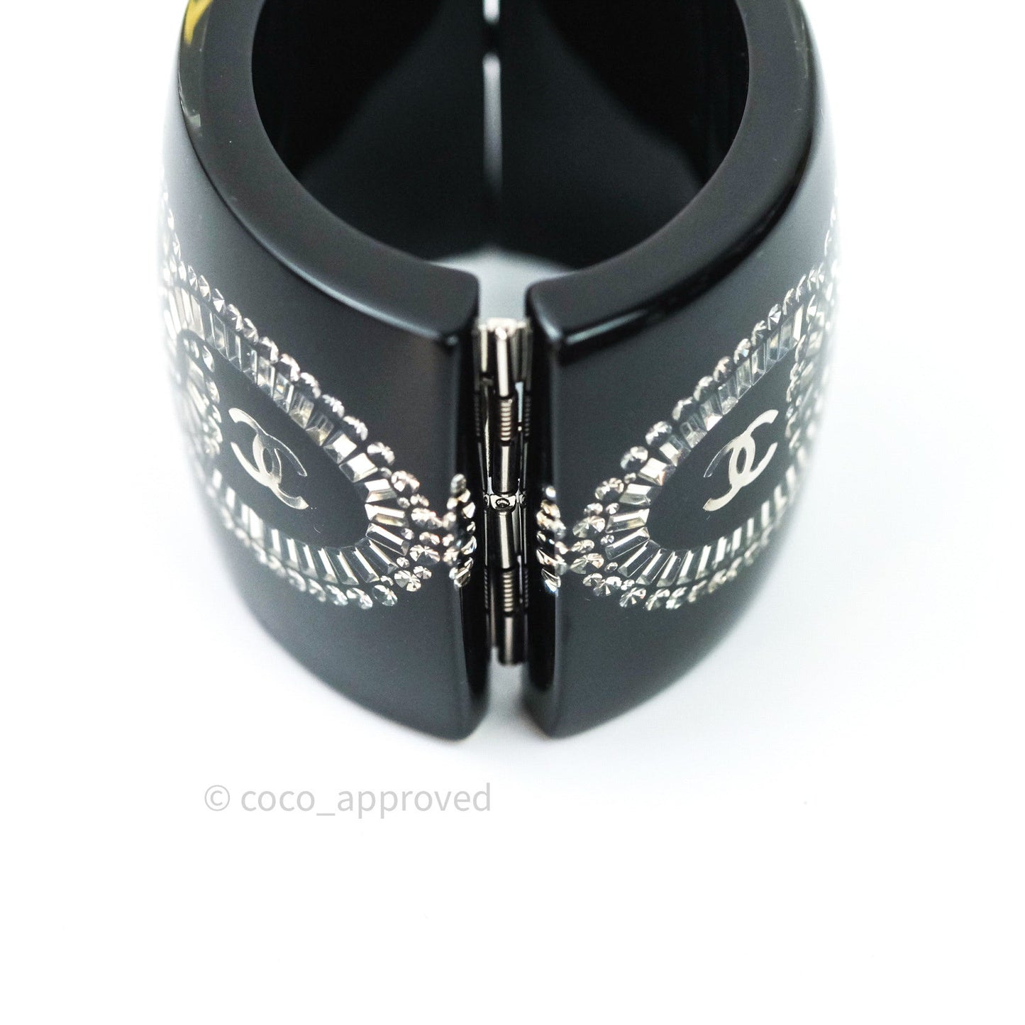 Chanel Resin Strass CC Crystal Cuff Black