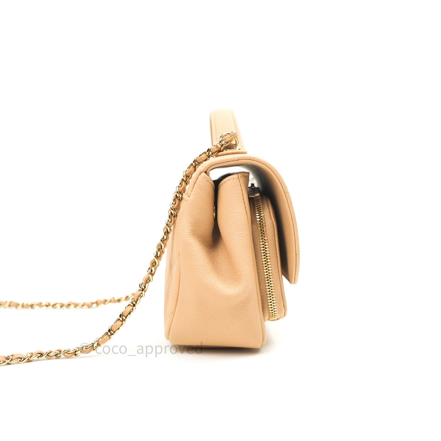 Chanel Quilted Small Business Affinity Flap Beige Caviar Light Gold Hardware