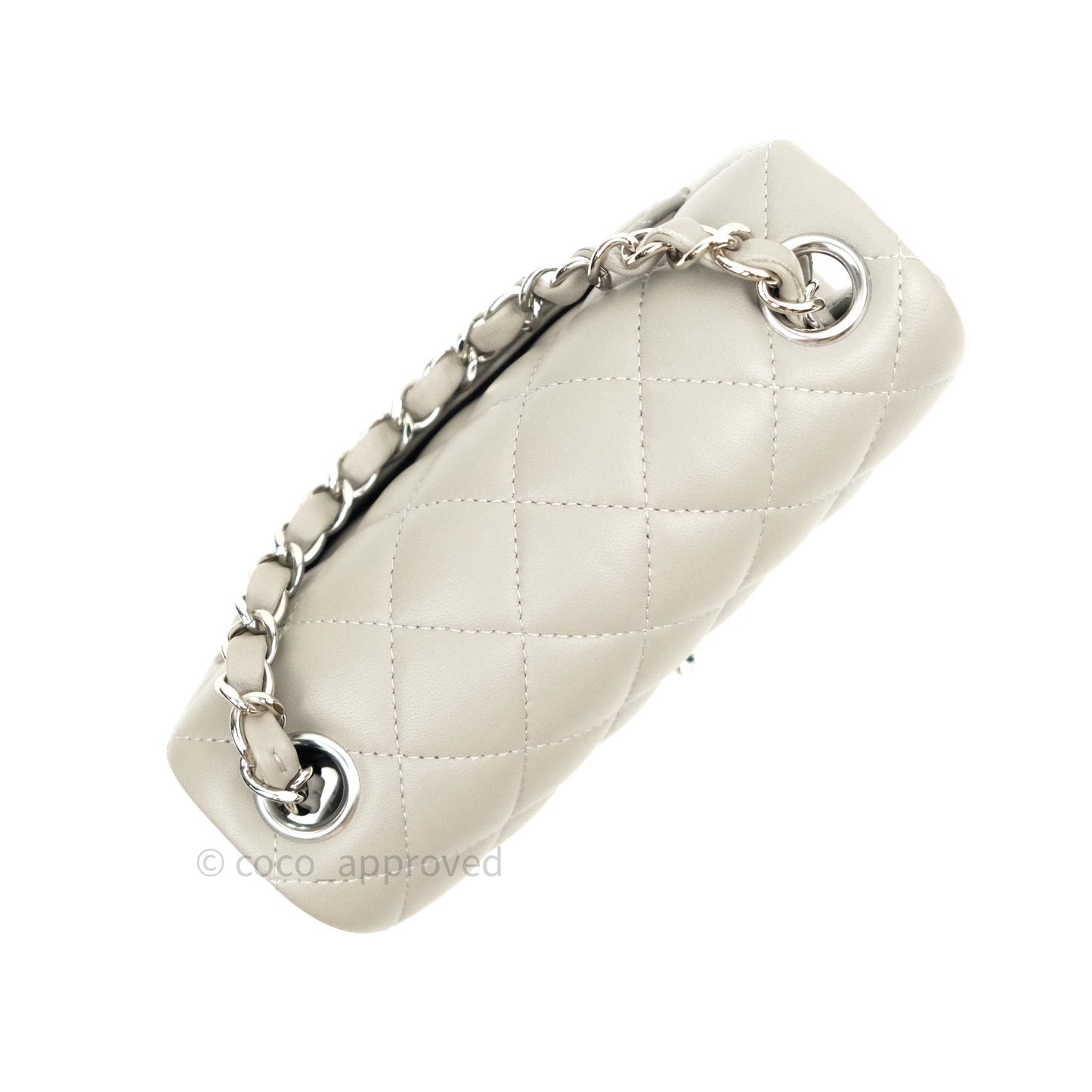 Chanel Mini Square Grey Lambskin Silver Hardware 19B