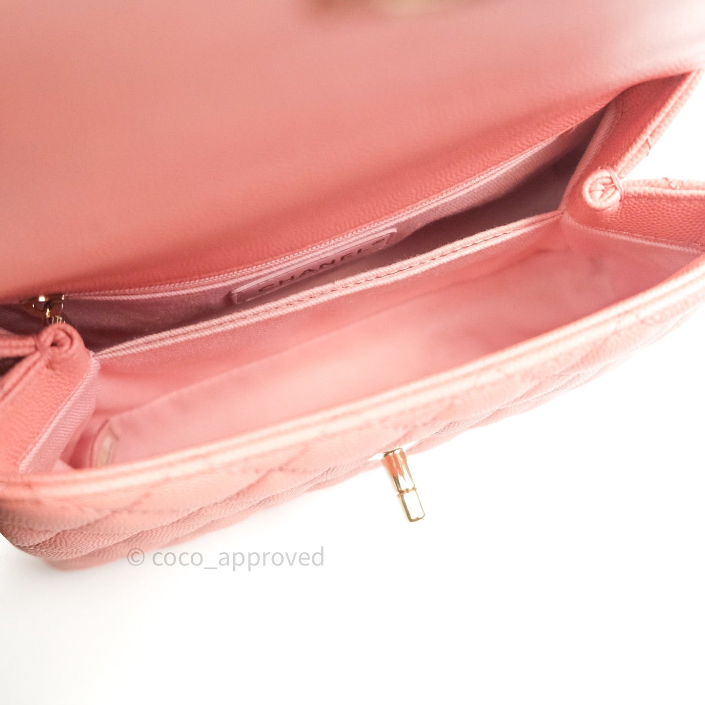 Chanel Mini Coco Handle Pink Caviar Quilted Gold Hardware