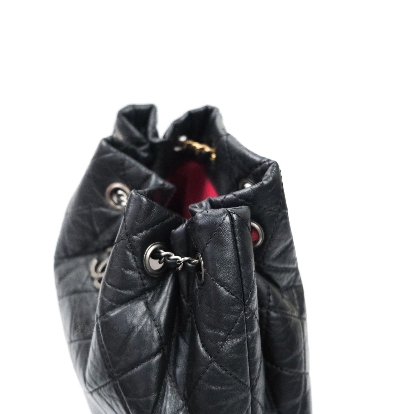 Chanel Gabrielle Backpack Black Aged Calfskin Medium Black