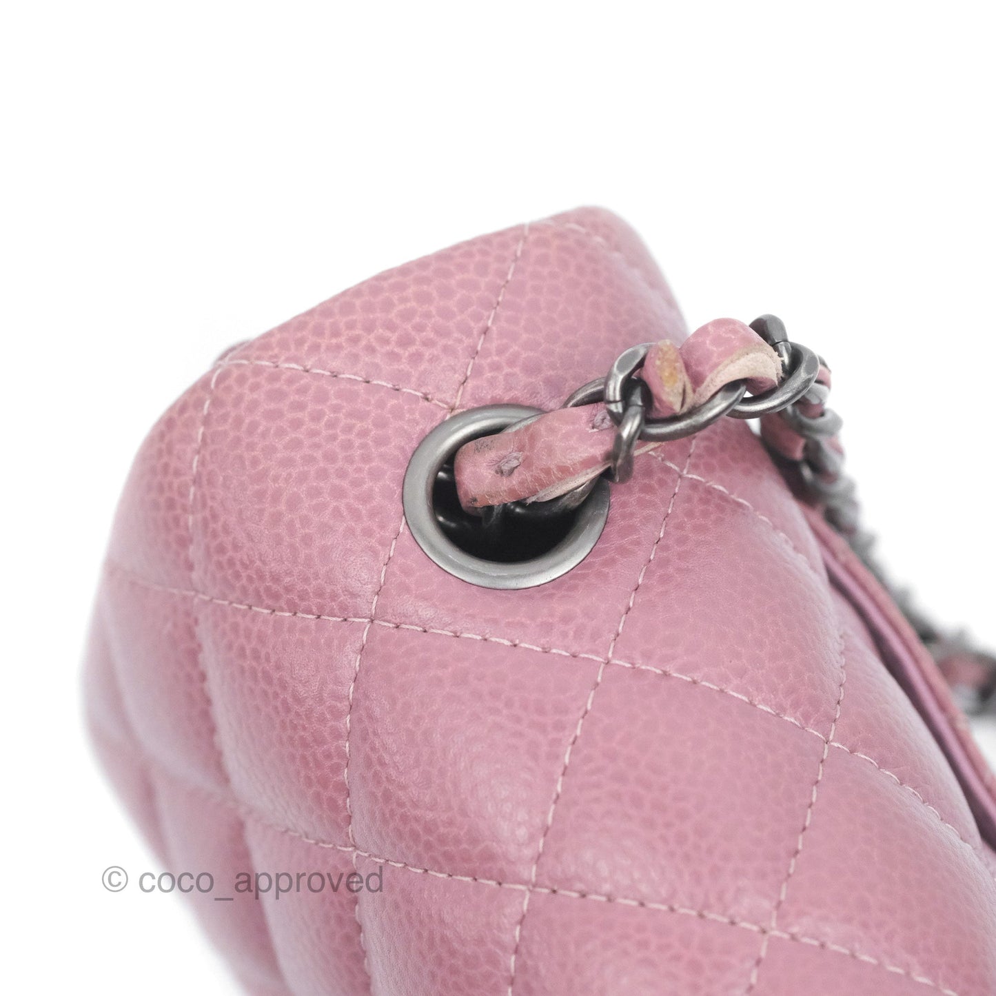 Chanel Quilted Mini Rectangular Flap Dark Pink Caviar Ruthenium Hardware