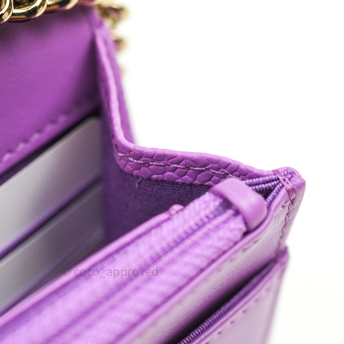 Chanel Quilted Boy Wallet on Chain WOC Purple Caviar Gold Hardware