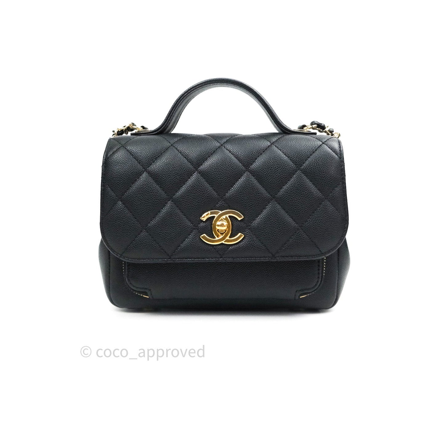 Chanel Quilted Small Business Affinity Flap Black Caviar Light Gold Hardware