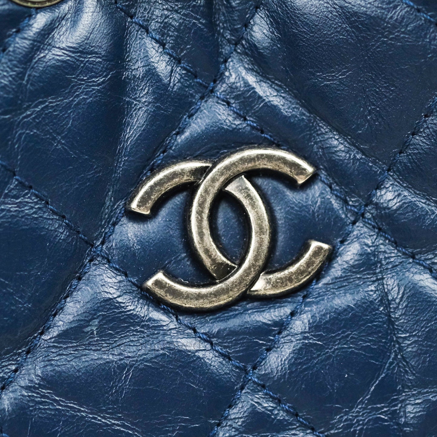 Chanel Gabrielle Backpack Black Aged Calfskin Small Navy Black