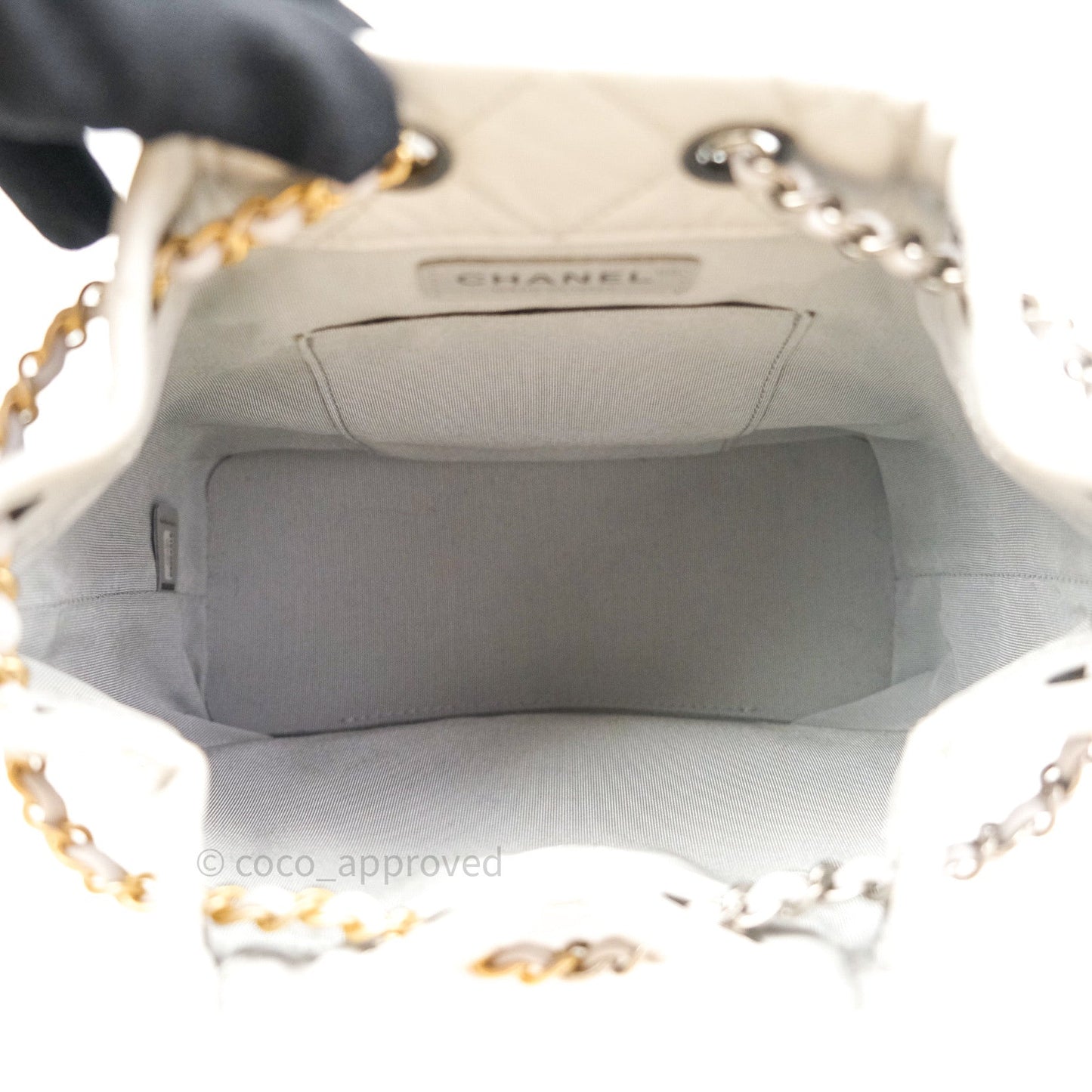 Chanel Gabrielle Backpack Black Aged Calfskin Small Light Grey