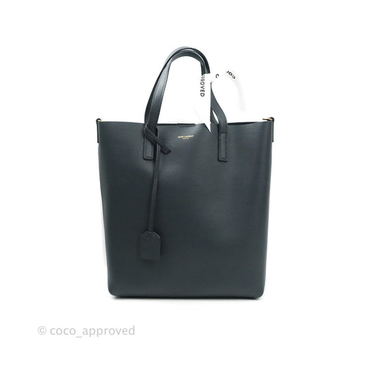 Saint Laurent Calfskin Shopping Tote Bag Dark Grey