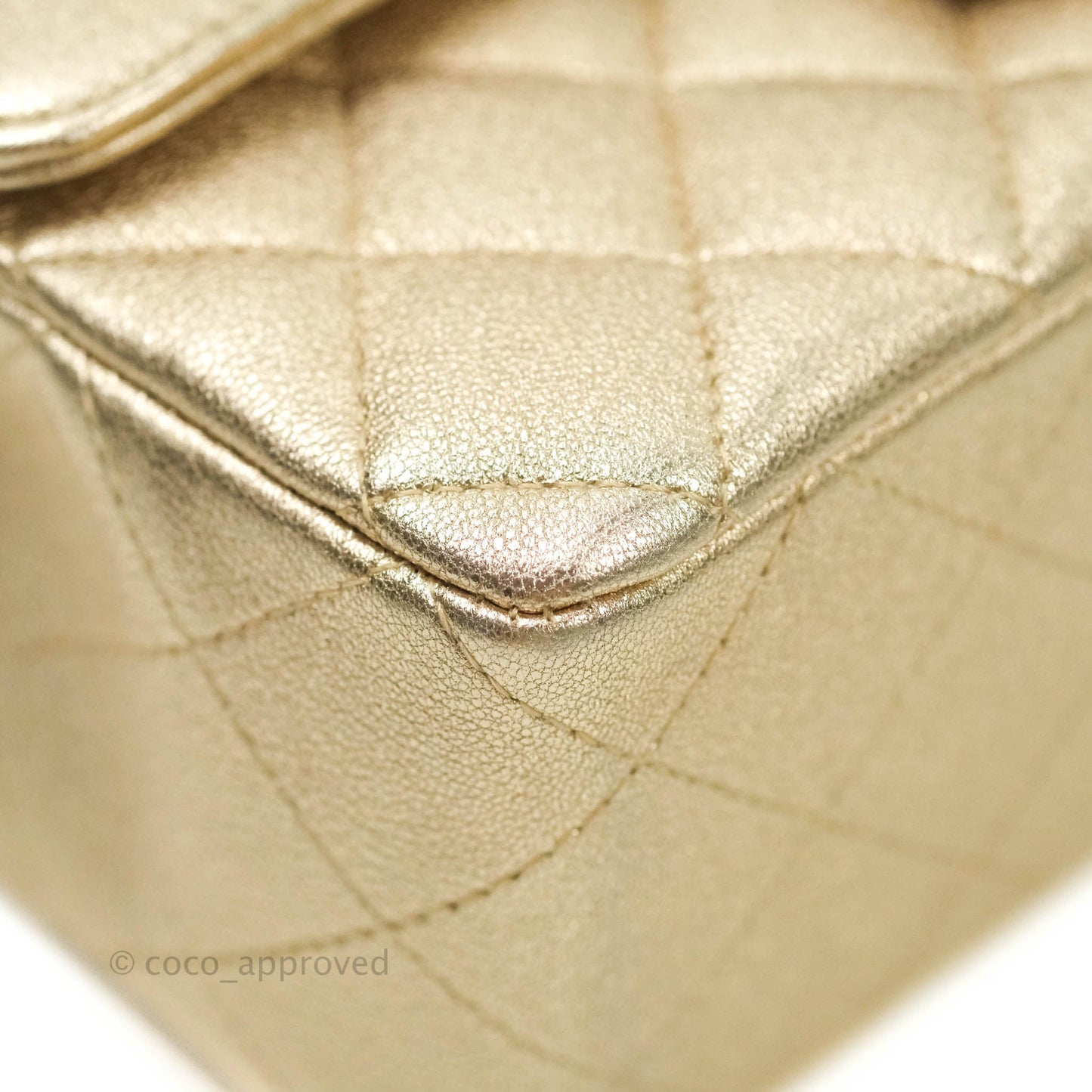 Chanel Quilted Mini Rectangular Iridescent Gold Lambskin Gold Hardware