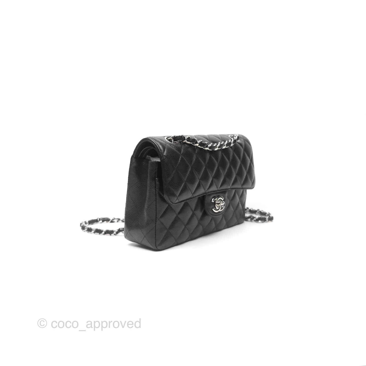 Chanel Small Classic Flap Quilted Black Caviar Silver Hardware