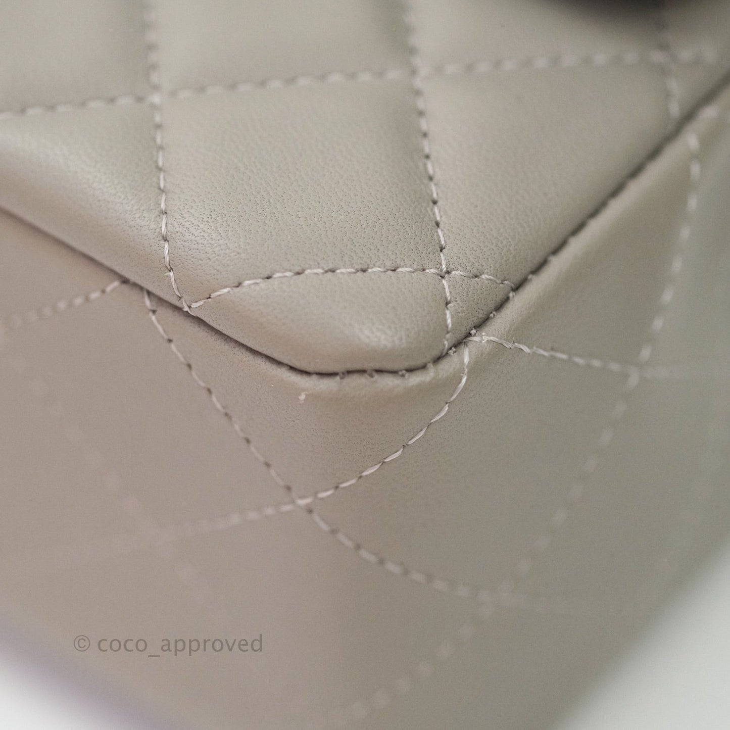 Chanel Quilted Mini Rectangular Flap Grey Lambskin Silver Hardware