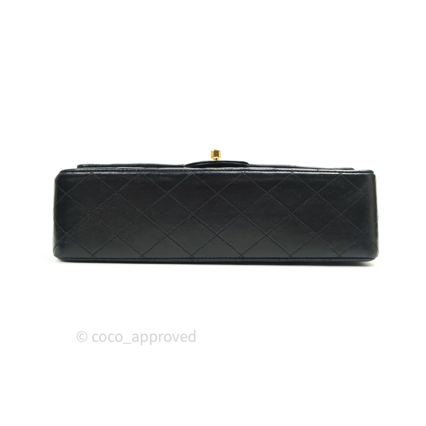 Chanel Classic Vintage M/L Medium Double Flap Bag Black Lambskin 24K Gold Hardware