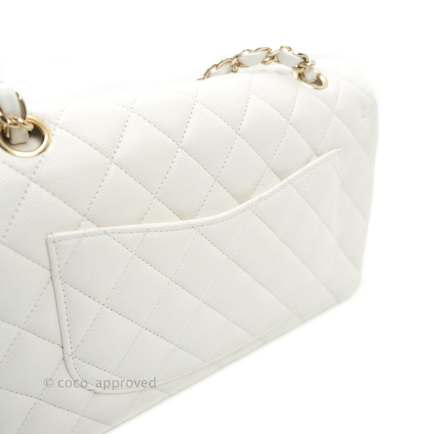 Chanel Classic Small S/M Flap Ivory White Caviar Gold Hardware