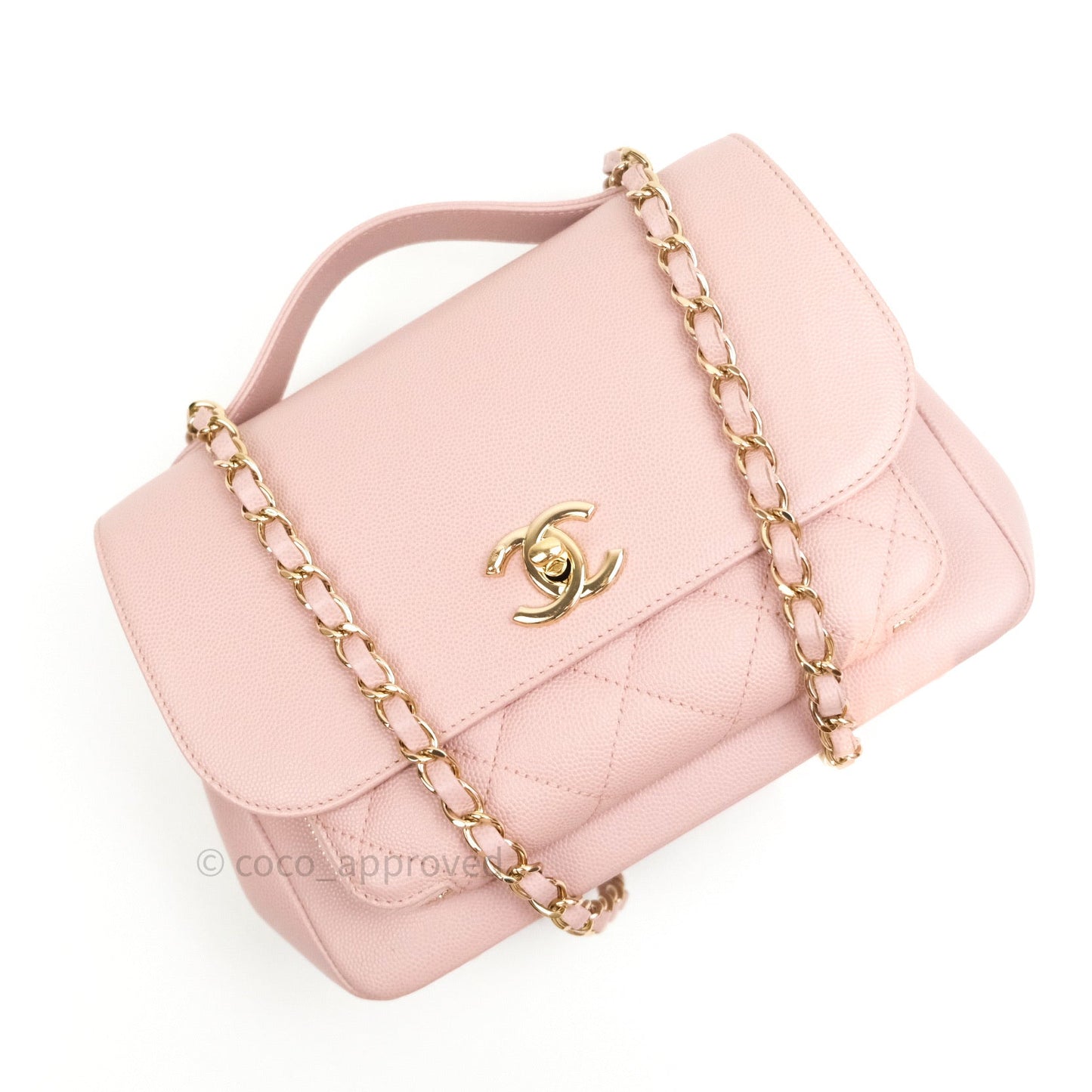Chanel Quilted Medium Business Affinity Flap Light Pink Light Gold Hardware